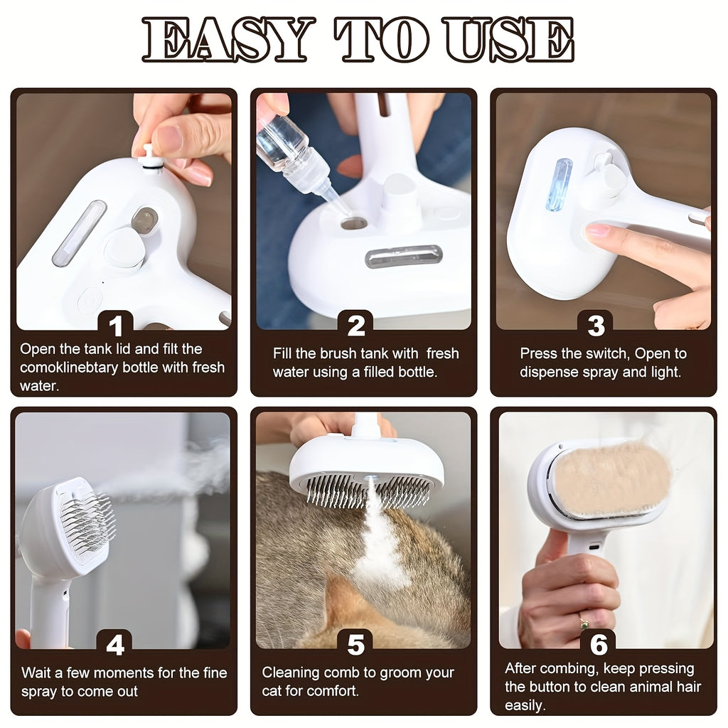 3-in-1 Automatic Pet Grooming Brush - -Static, Suitable for Long & Short Hair Cats and Dogs, Removes Loose Fur and Reduces Shedding